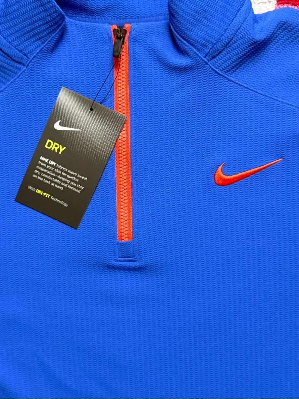 NWT Nike Dri-FIT Women’s XS Royal Blue Orange Quarter Zip Pullover - Picture 8 of 9